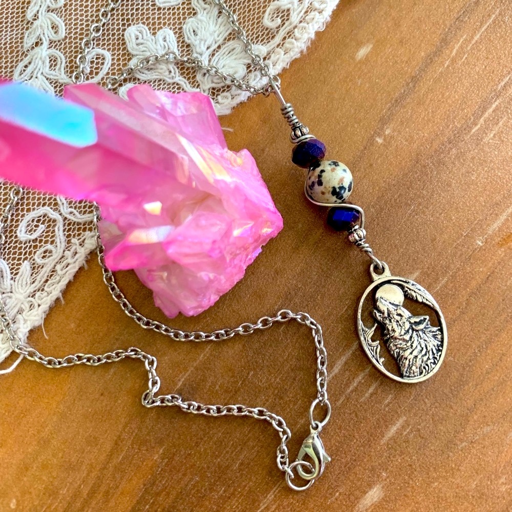 SALE! Wolf Wire Wrapped Charm Hippie Layering Necklace